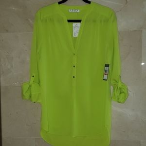 NWT WOMEN'S CHAUS SHEER BUTTON DOWN BLOUSE SHIRT